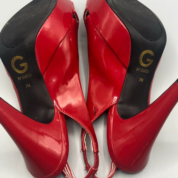 G by Guess Missie Red Leather Heels Size 7M - Picture 9 of 15